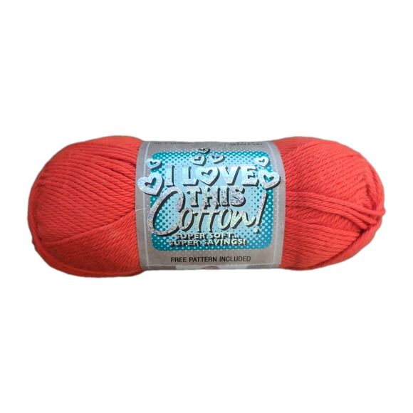 I Love This Cotton Yarn Papaya #328 Orange-Red 3.5 oz 180 yds 2010 New Skein - Picture 1 of 4